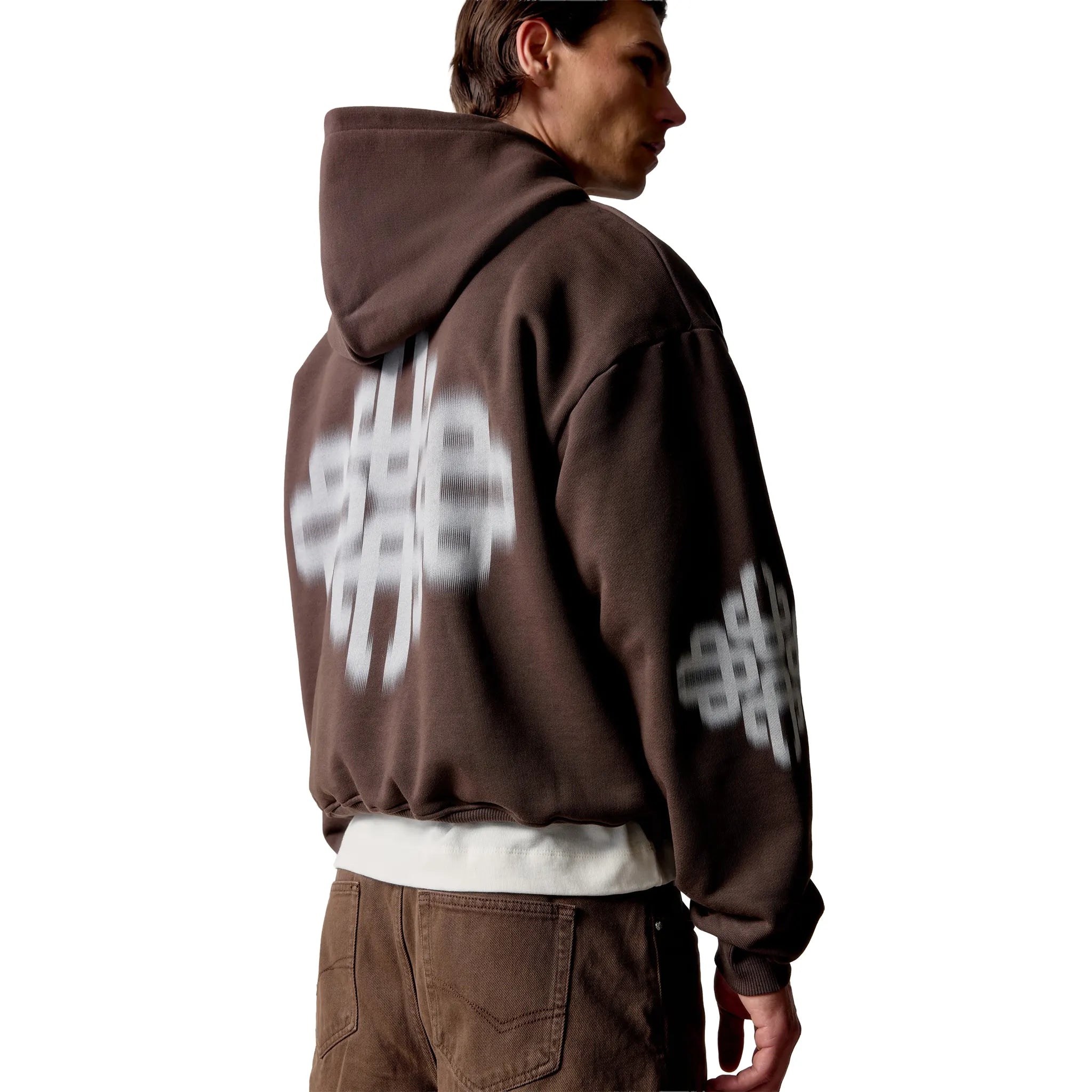 The Couture Club Motion Blurred Emblem Brown Hoodie
